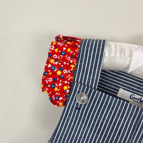 Vintage Good Lad Tailored Striped Ruffle Shortalls 4T - Picture 2 of 6